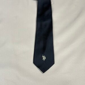 US Polo Assn Mens Tie Black Polo Player Logo Formal Necktie